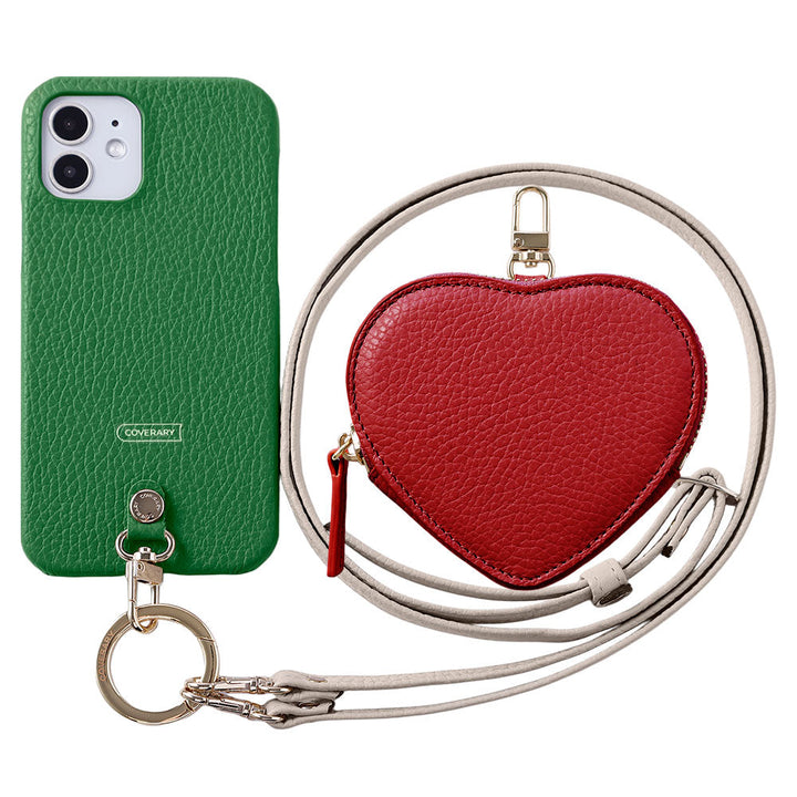 Cuir véritable 32 couleurs cuir italien grainé Pochette en forme de cœur avec bandoulière Étui arrière Série Google Pixel