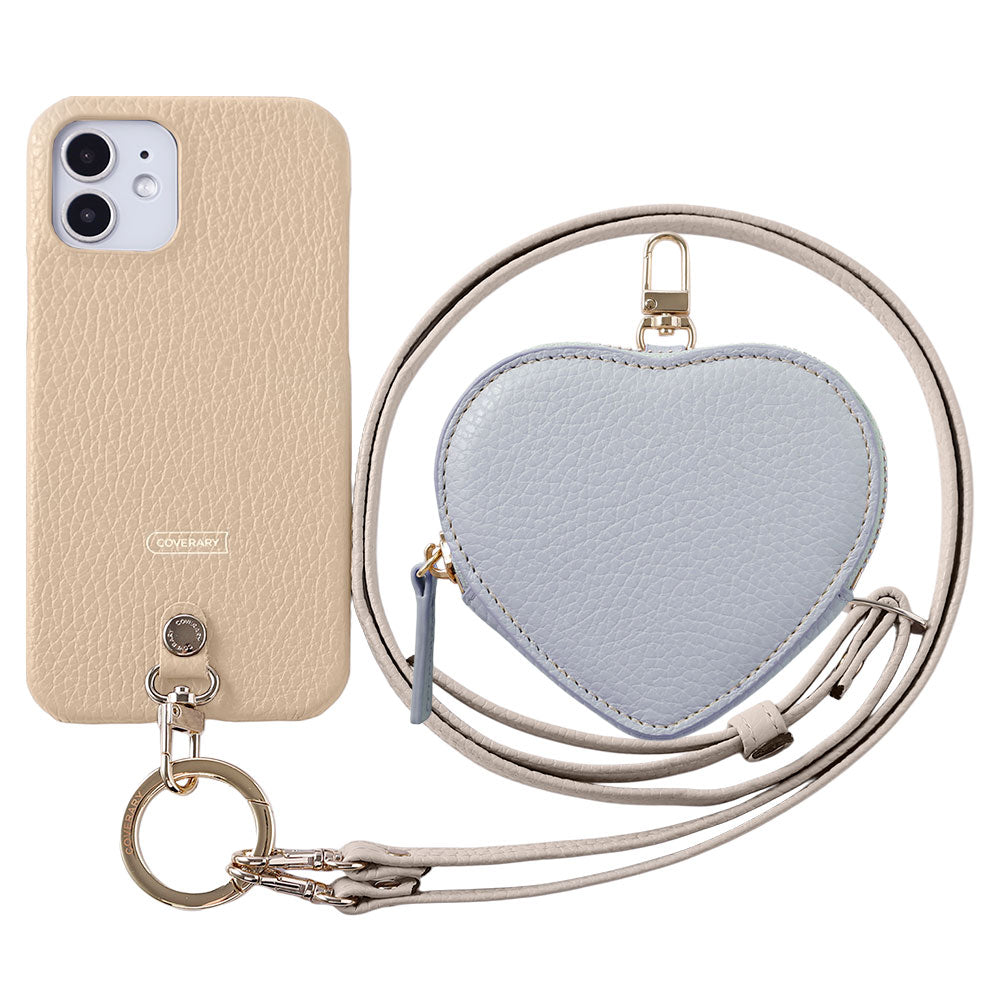 Genuine leather 32 colors Italian shrink leather heart-shaped pouch & shoulder strap included back case AQUOS series