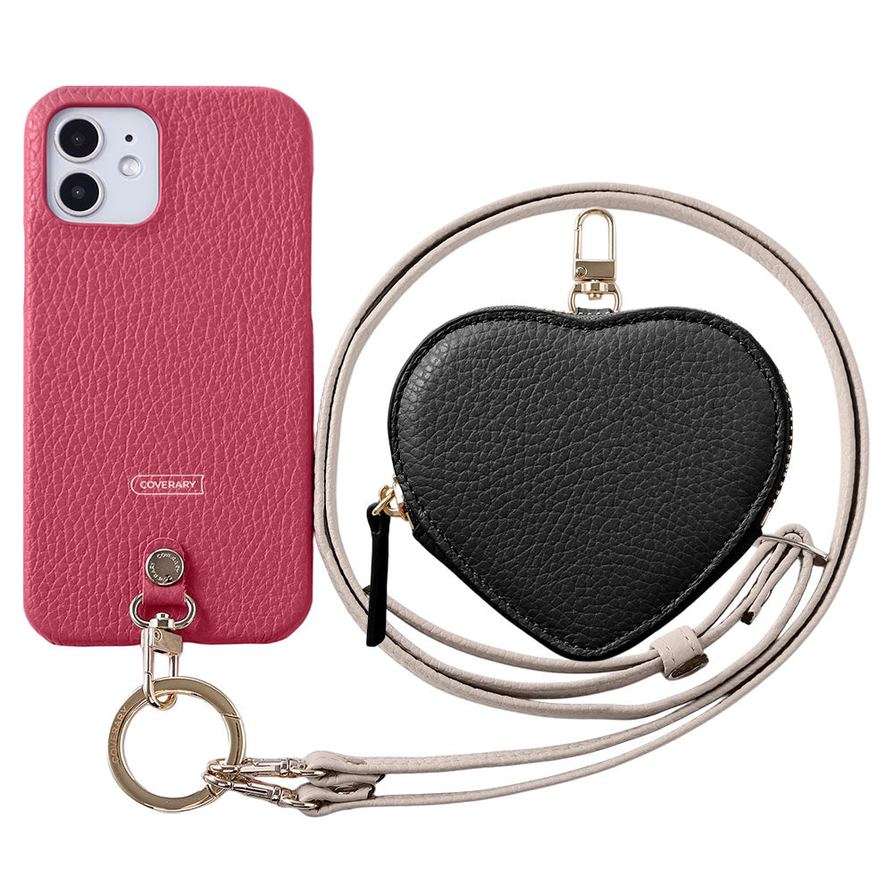 Cuir véritable 32 couleurs cuir italien grainé Pochette en forme de cœur avec bandoulière Étui arrière Série Google Pixel