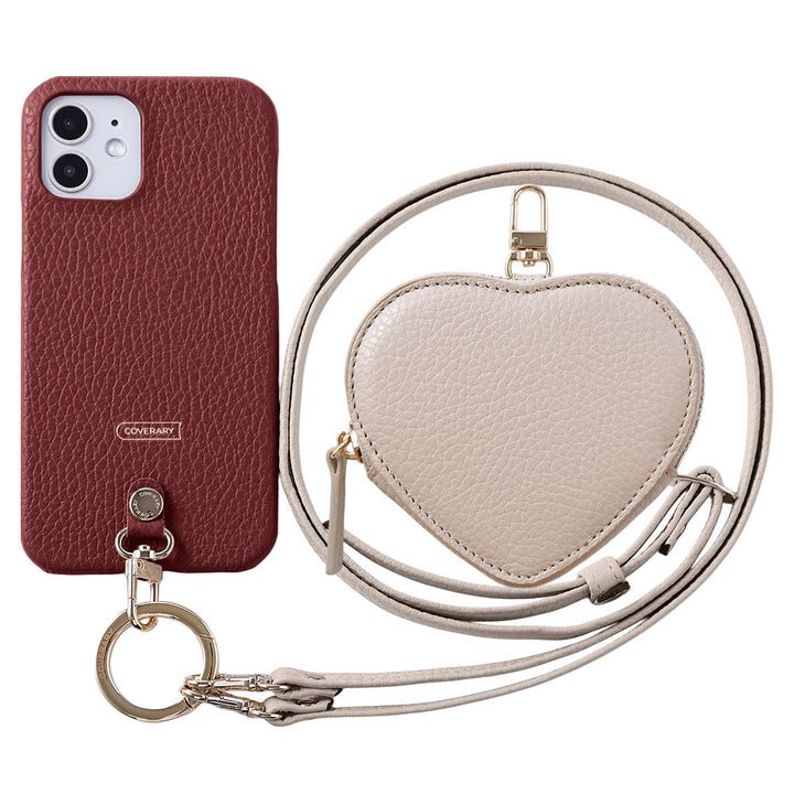 Cuir véritable 32 couleurs cuir italien grainé Pochette en forme de cœur avec bandoulière Étui arrière Série Google Pixel