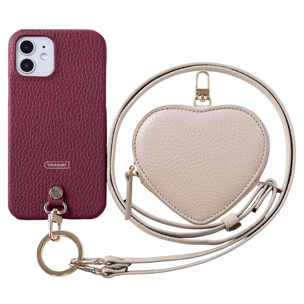 Cuir véritable 32 couleurs cuir italien grainé Pochette en forme de cœur avec bandoulière Étui arrière Série Google Pixel