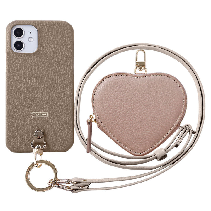 Cuir véritable 32 couleurs cuir italien grainé Pochette en forme de cœur avec bandoulière Étui arrière Série Google Pixel