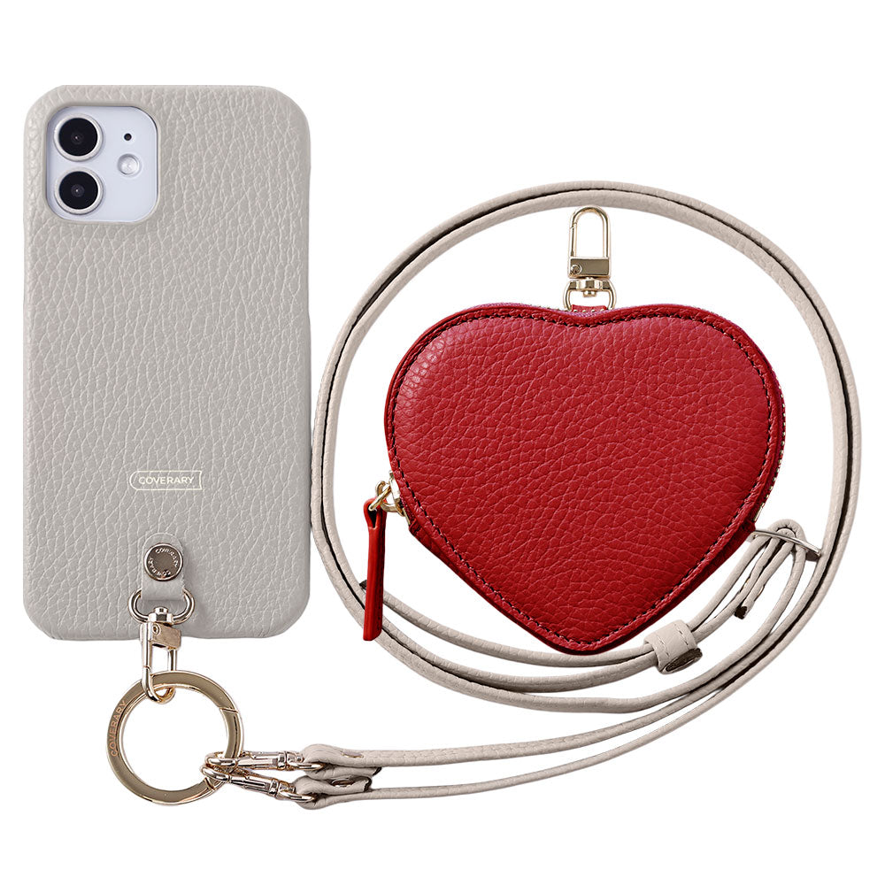 Genuine leather 32 colors Italian shrink leather heart-shaped pouch & shoulder strap included back case AQUOS series