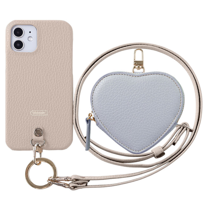Genuine leather 32 colors Italian shrink leather heart-shaped pouch & shoulder strap included back case AQUOS series