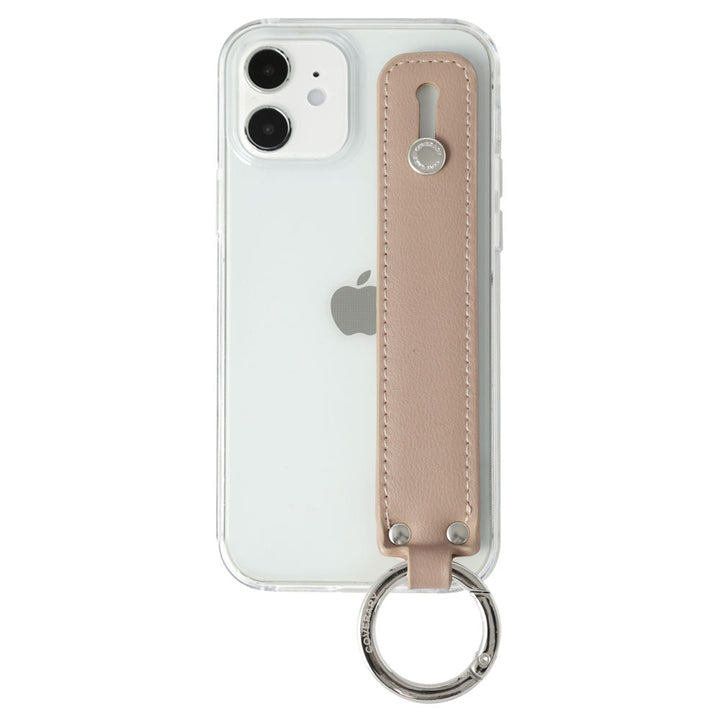 Clear case vegan leather muted pastel with hand belt back case Galaxy series