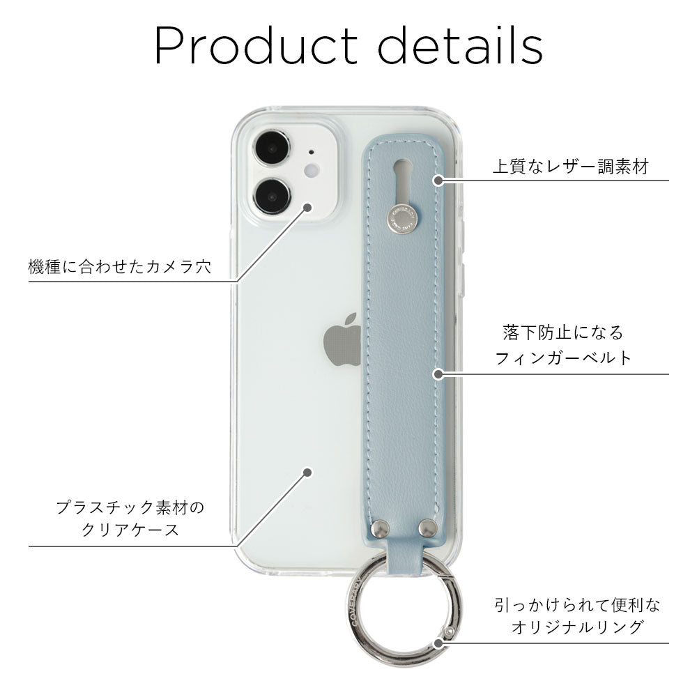 Clear case vegan leather muted pastel with hand belt back case Galaxy series