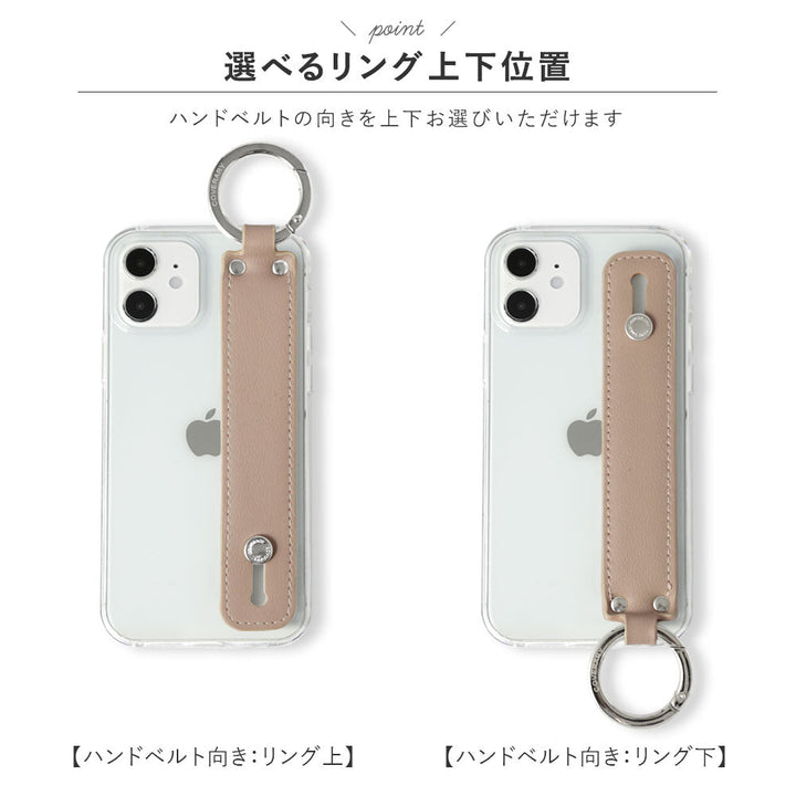 Clear case vegan leather muted pastel with hand belt back case Galaxy series