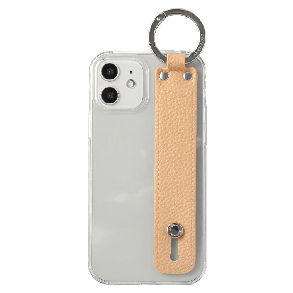 Clear case vegan leather textured with hand strap back case Xperia series
