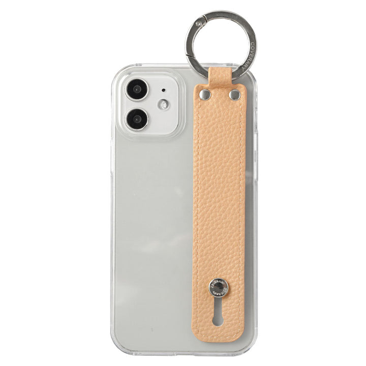 Clear case vegan leather textured with hand strap back case Xperia series