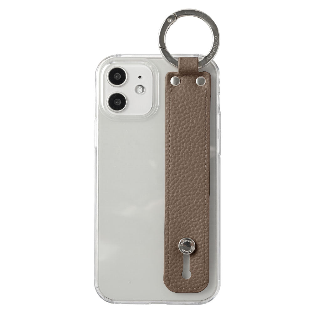 Clear case vegan leather textured with hand strap back case Xperia series