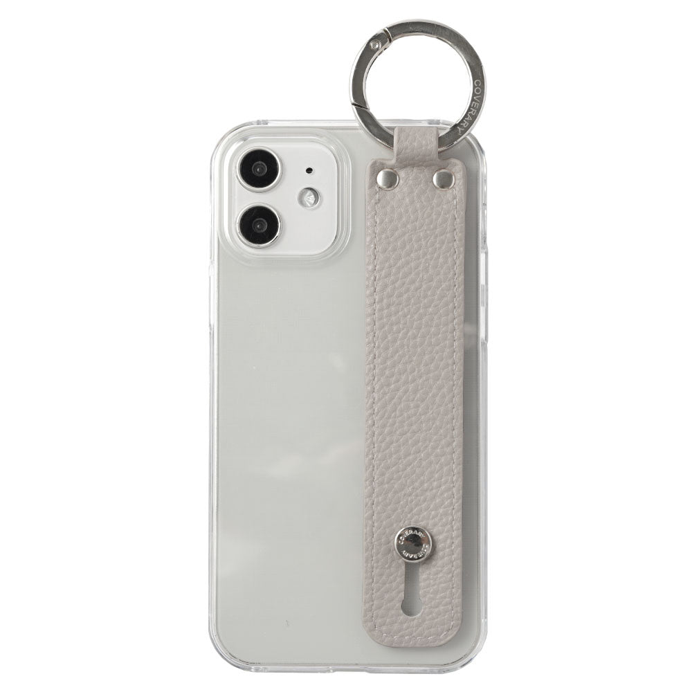 Clear case vegan leather textured with hand strap back case Xperia series