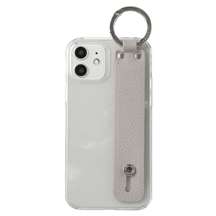 Clear case vegan leather textured with hand strap back case Xperia series