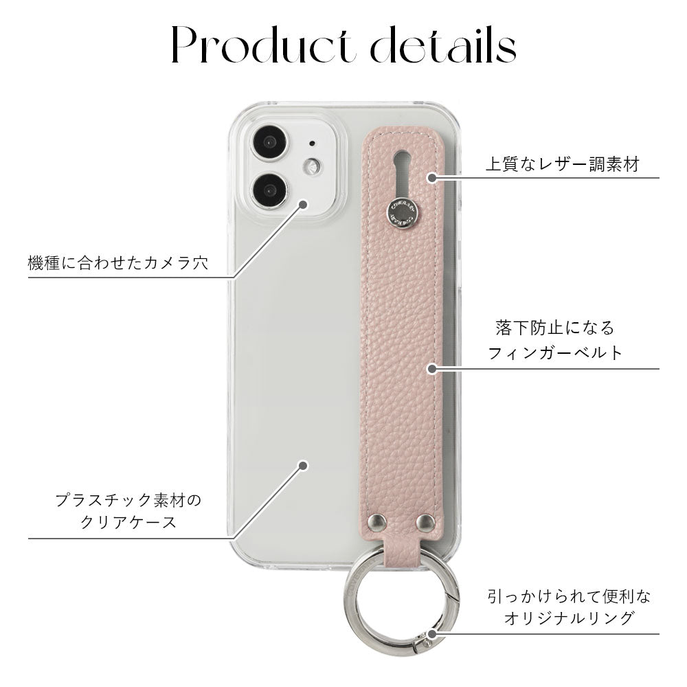 Clear case vegan leather textured with hand strap back case Xperia series