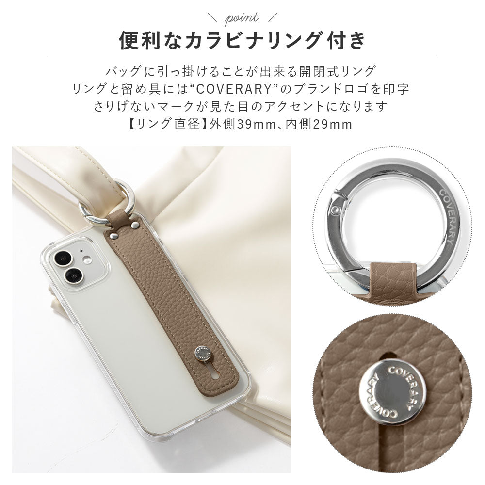 Clear case vegan leather textured with hand strap back case Xperia series