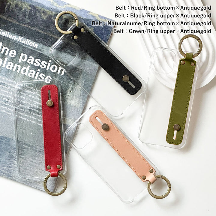 Étui transparent en cuir véritable cuir Tochigi avec poignée à main, étui arrière pour la série iPhone