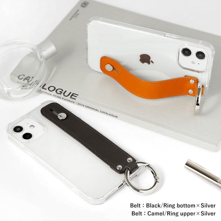 Clear case genuine leather Tochigi leather with hand belt back case