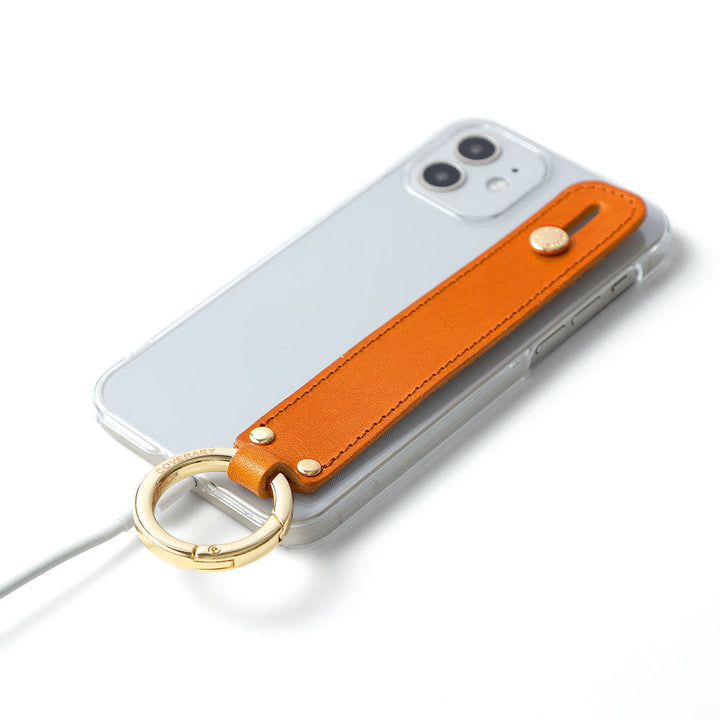 クリアケース 本革 栃木レザー ハンドベルト付き 背面ケース iPhoneシリーズ