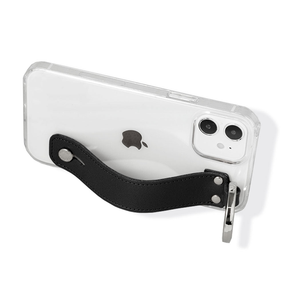 クリアケース 本革 栃木レザー ハンドベルト付き 背面ケース