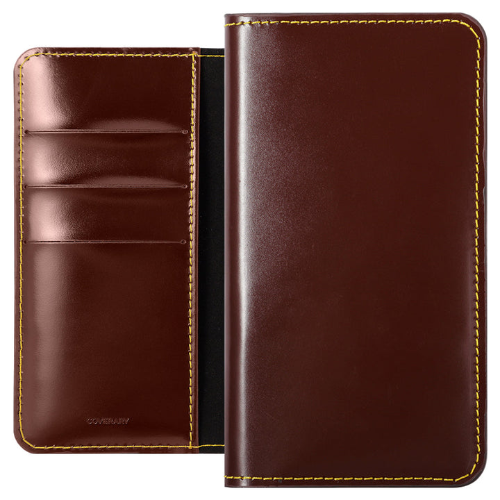 Genuine leather calf leather card storage notebook-style case AQUOS series