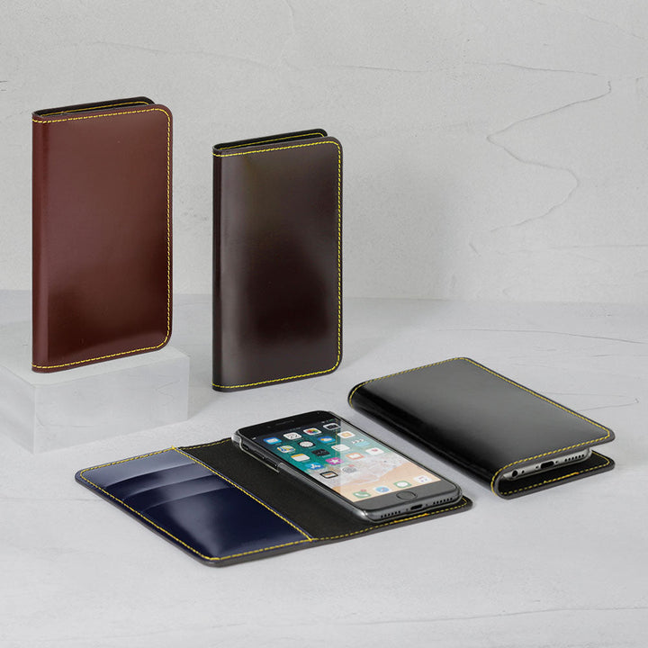 Genuine leather calf leather card storage notebook-style case AQUOS series