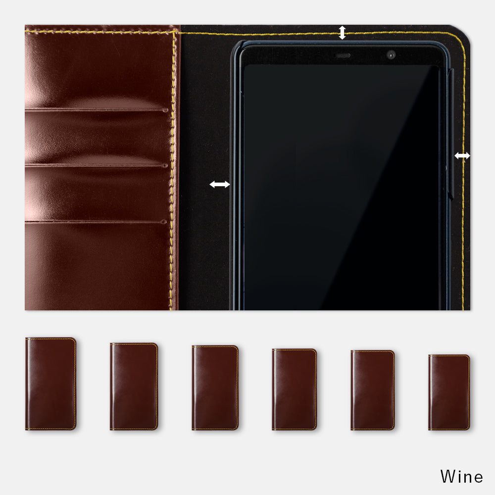 Genuine leather calf leather card storage notebook-style case AQUOS series