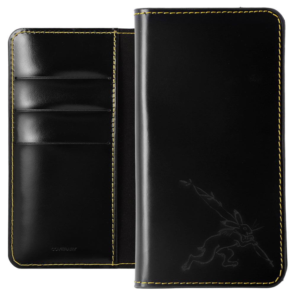 Genuine leather calf leather laser-processed line drawing Chōjū-giga with card storage notebook-style case for Google Pixel series