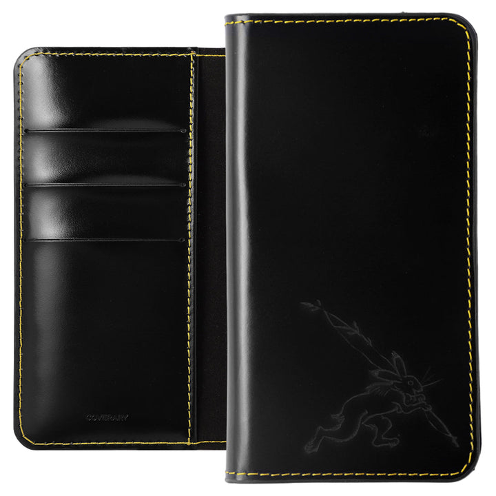 Genuine leather calf leather laser-processed line drawing Chōjū-giga with card storage notebook-style case for Google Pixel series