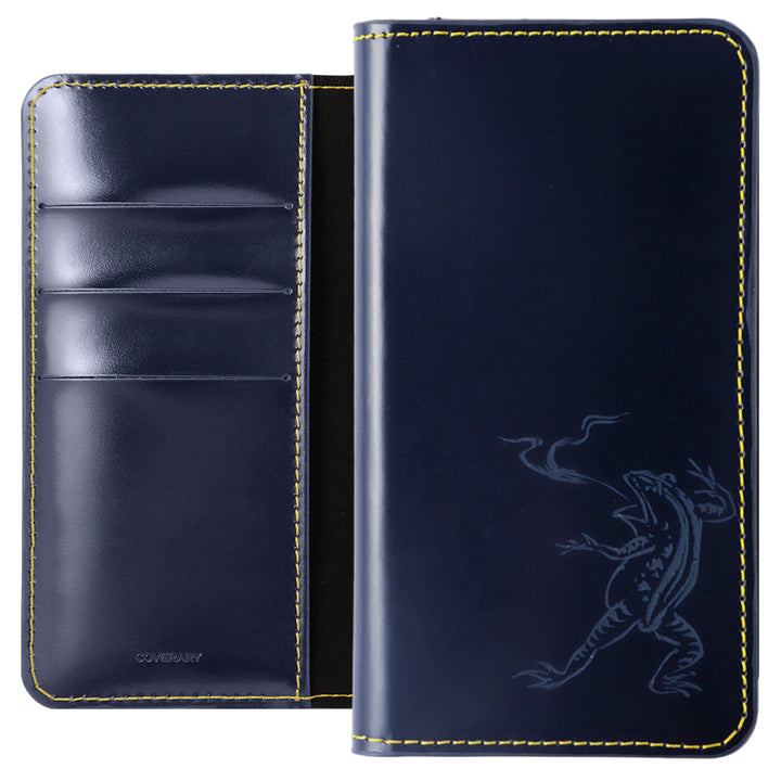 Genuine leather calf leather laser-processed line drawing Chōjū-giga with card storage notebook-style case Galaxy series