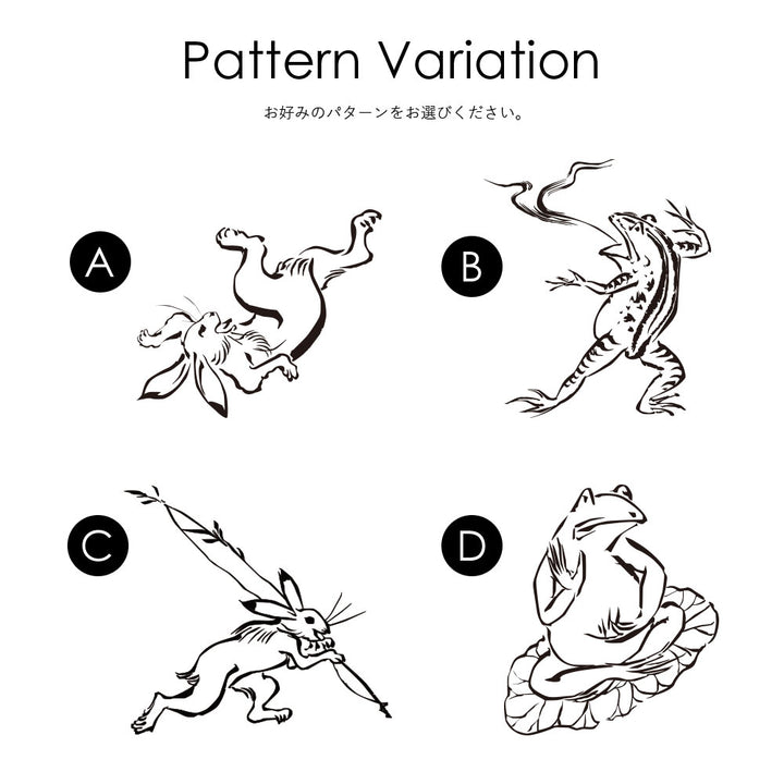 本革 カーフレザー レーザー加工 線画 鳥獣戯画 カード収納付き 手帳型ケース
