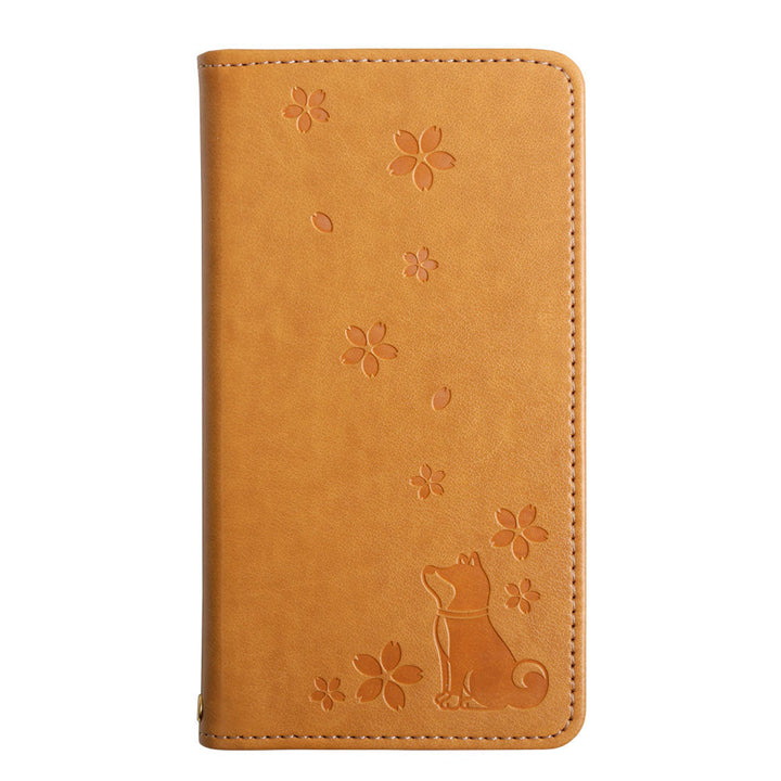 ヴィーガンレザー 犬柄 エンボス 手帳型ケース AQUOSシリーズ