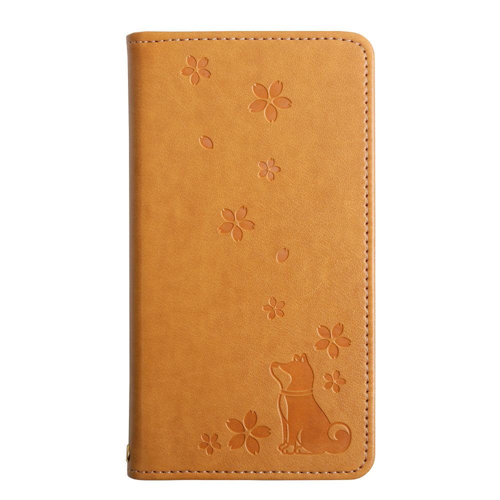 ヴィーガンレザー 犬柄 エンボス 手帳型ケース Galaxyシリーズ