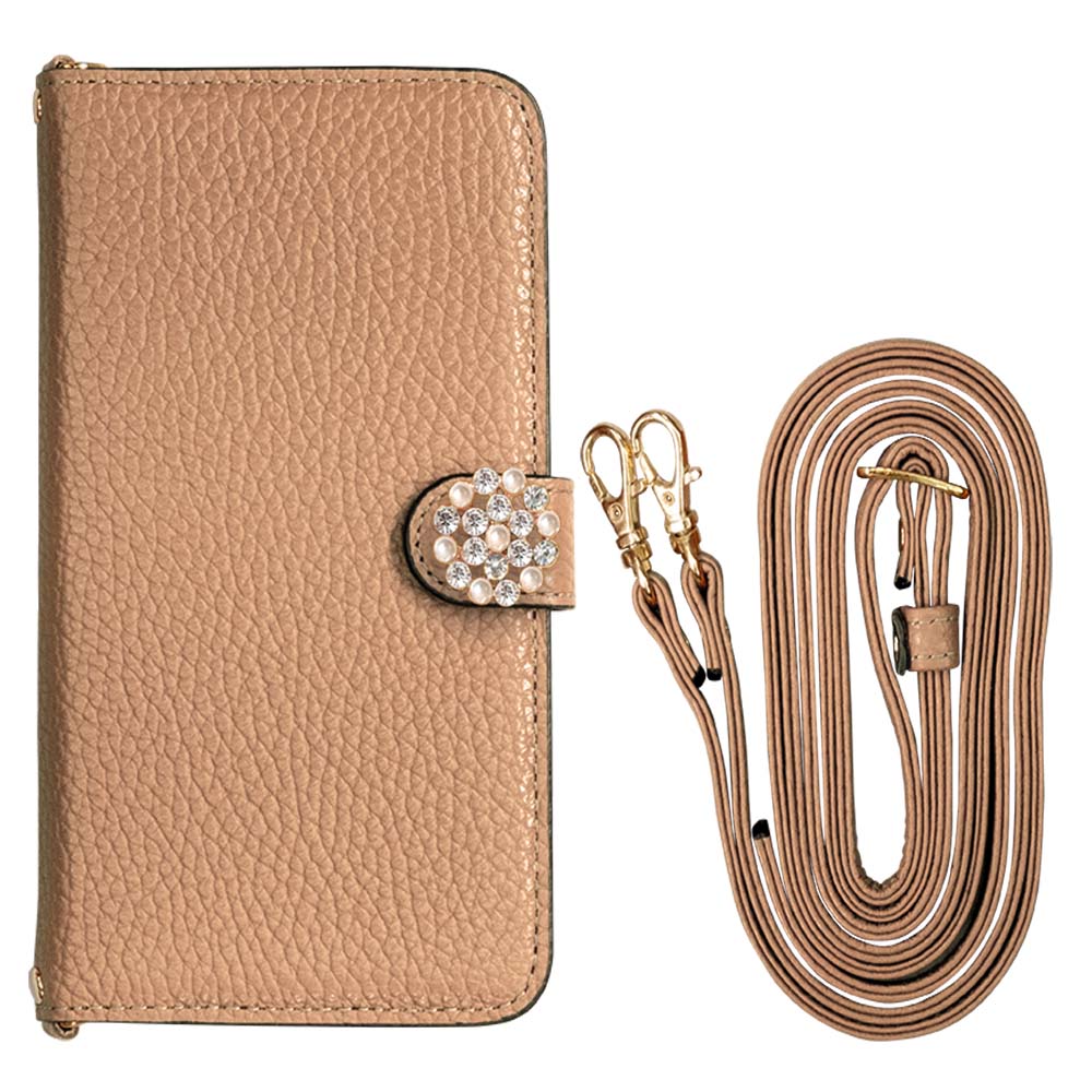 Cuir véritable 32 couleurs cuir italien grainé avec bandoulière décoration perle cristal étui portefeuille (avec ceinture) série Google Pixel