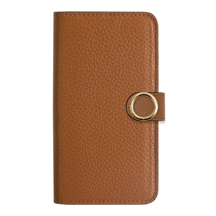 Cuir véritable 32 couleurs cuir italien grainé étui portefeuille avec anneau doré pour cartes (avec ceinture) série Xperia