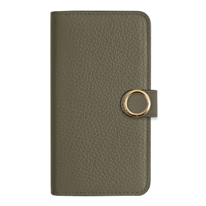 Cuir véritable 32 couleurs cuir italien grainé étui portefeuille avec anneau doré pour cartes (avec ceinture) série Xperia