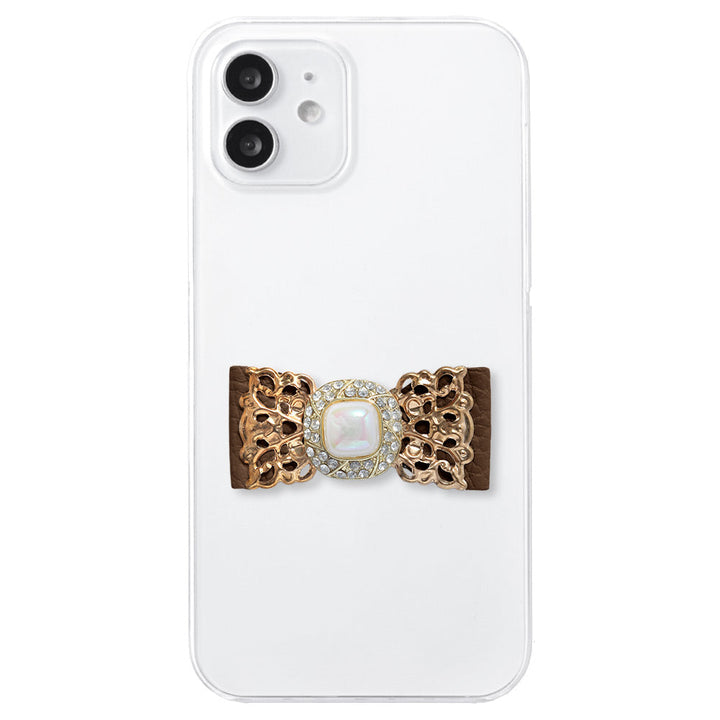 クリアケース 本革 32色 イタリアンシュリンクレザー レザーリボン ゴールドデコ 背面ケース iPhoneシリーズ