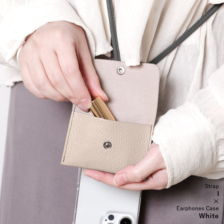 Clear case genuine leather earphone case & ring shoulder strap (with metal fitting adjustment) included back case Xperia series