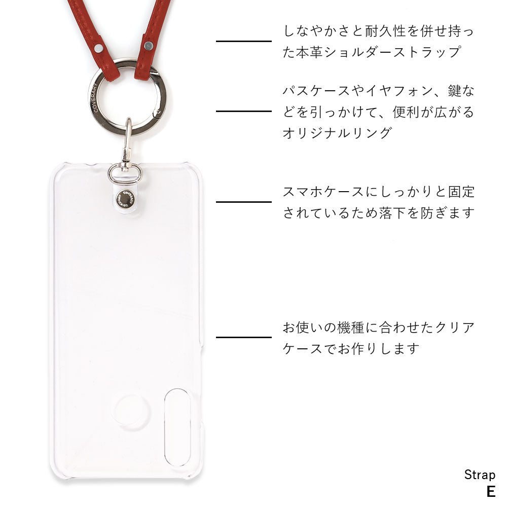 Étui transparent en cuir véritable avec étui pour écouteurs et sangle d'épaule à anneau (réglage des ferrures possible) pour la série Galaxy