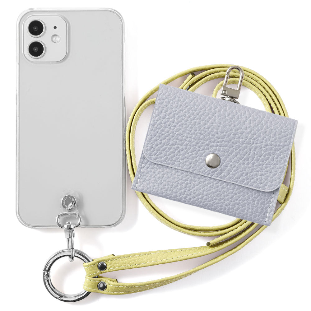 Étui transparent en cuir véritable avec étui pour écouteurs et sangle d&