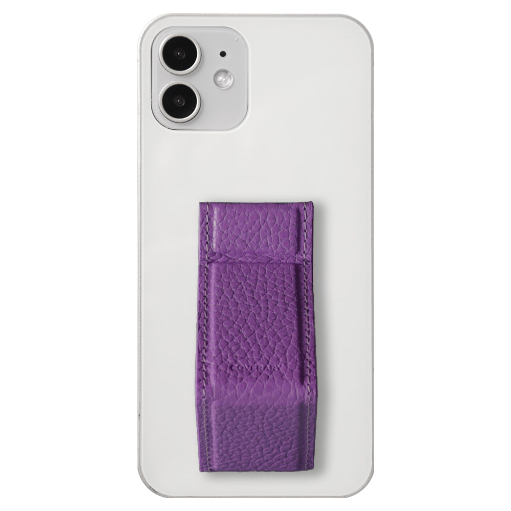 Étui transparent cuir véritable 32 couleurs cuir italien grainé avec support et sangle de main étui arrière (type adhésif) série Xperia