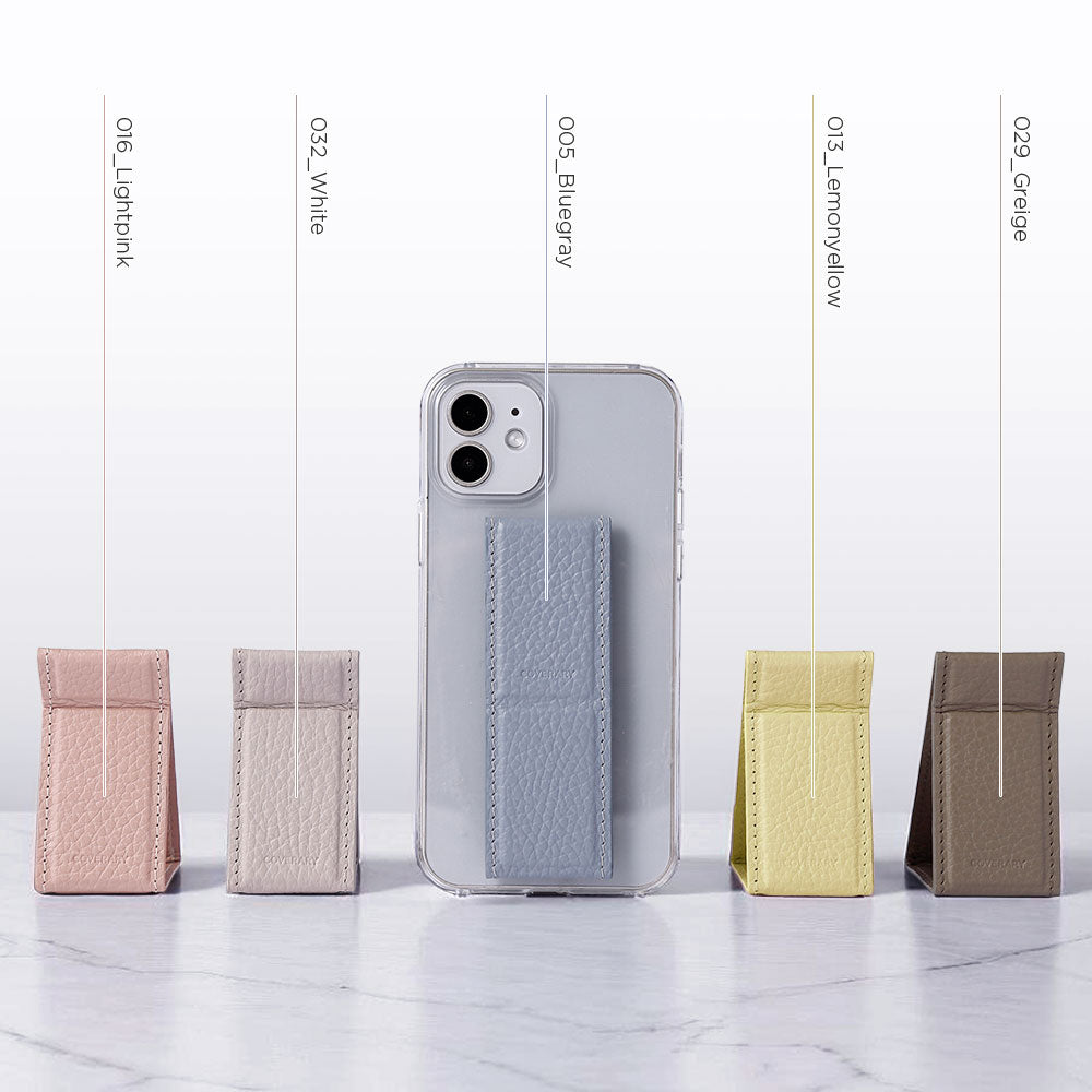 クリアケース 本革 32色 イタリアンシュリンクレザー スタンドハンドベルト付き 背面ケース（貼り付けタイプ）iPhoneシリーズ