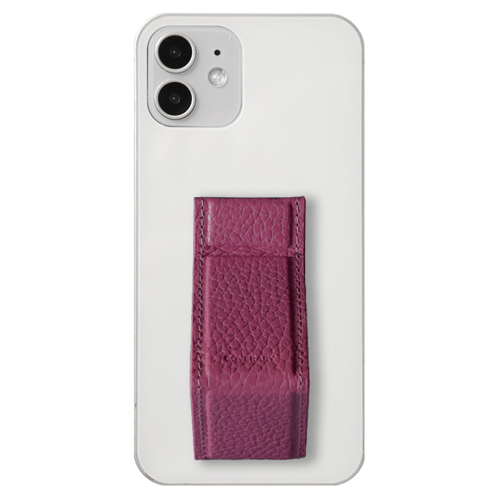 Étui transparent cuir véritable 32 couleurs cuir italien grainé avec support et sangle de main étui arrière (type adhésif) série Xperia