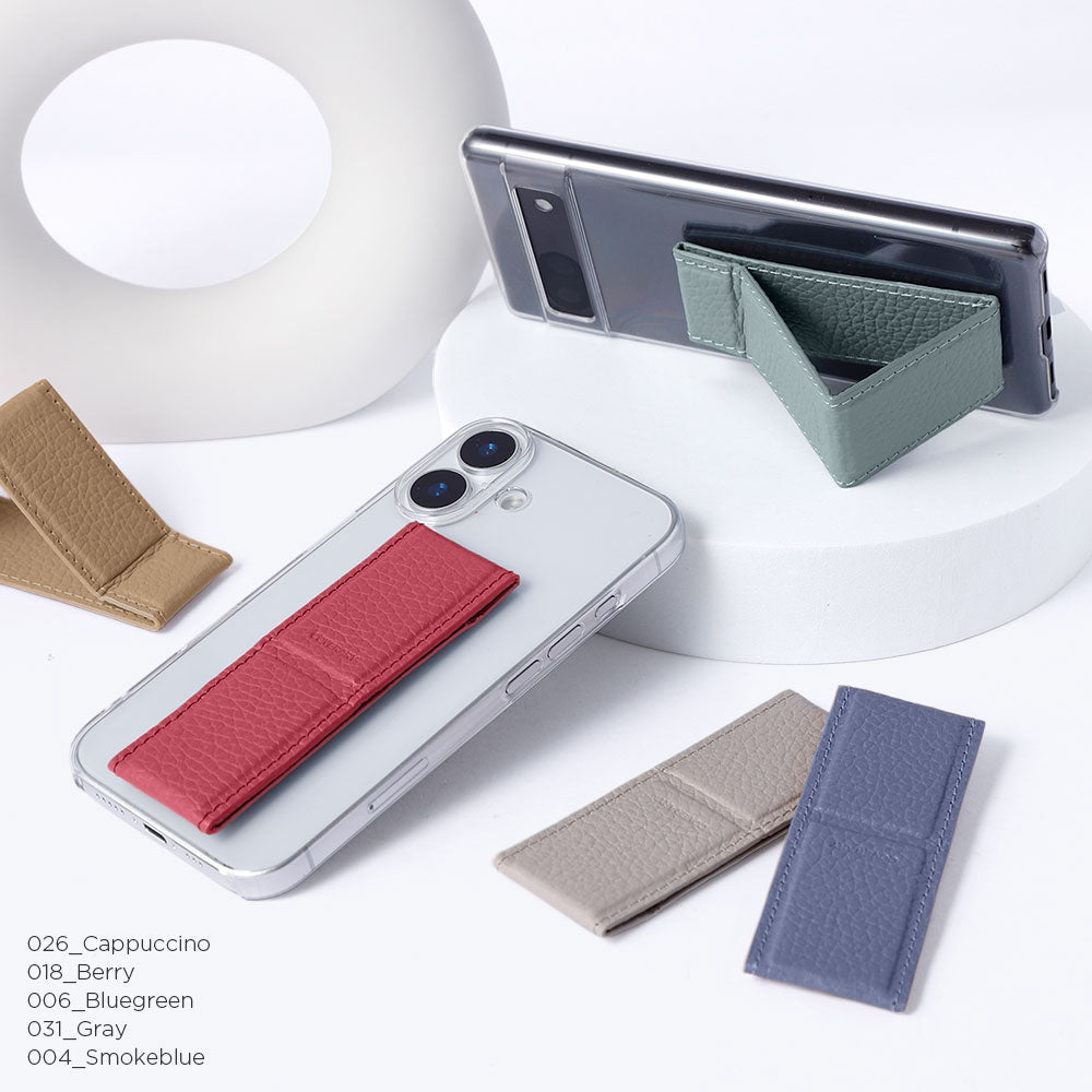 クリアケース 本革 32色 イタリアンシュリンクレザー スタンドハンドベルト付き 背面ケース（貼り付けタイプ）iPhoneシリーズ