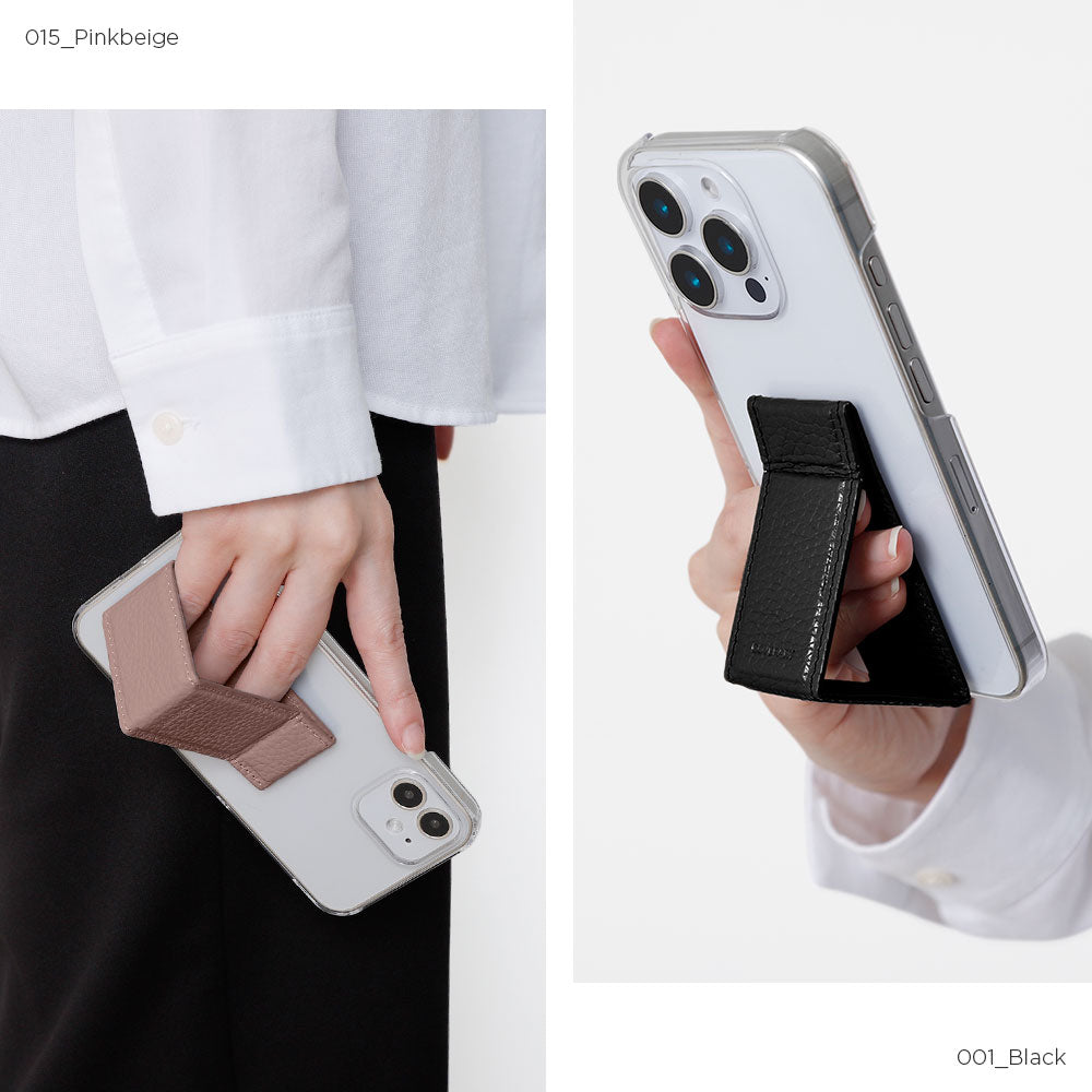 クリアケース 本革 32色 イタリアンシュリンクレザー スタンドハンドベルト付き 背面ケース（貼り付けタイプ）iPhoneシリーズ