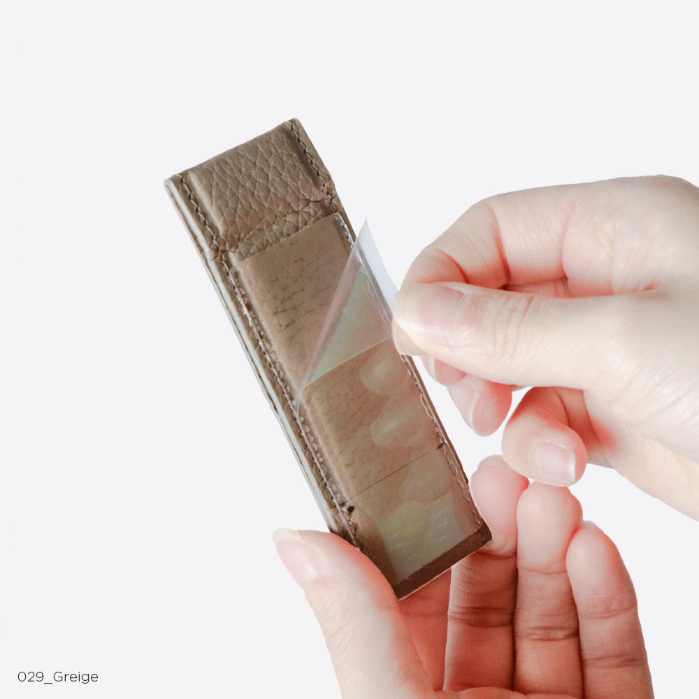 Étui transparent cuir véritable 32 couleurs cuir italien grainé avec support et sangle de main étui arrière (type adhésif) série Xperia