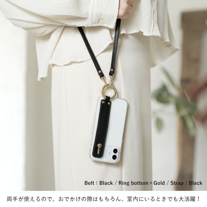 Étui transparent en cuir véritable 32 couleurs cuir italien grainé avec poignée et bandoulière étui arrière série Xperia