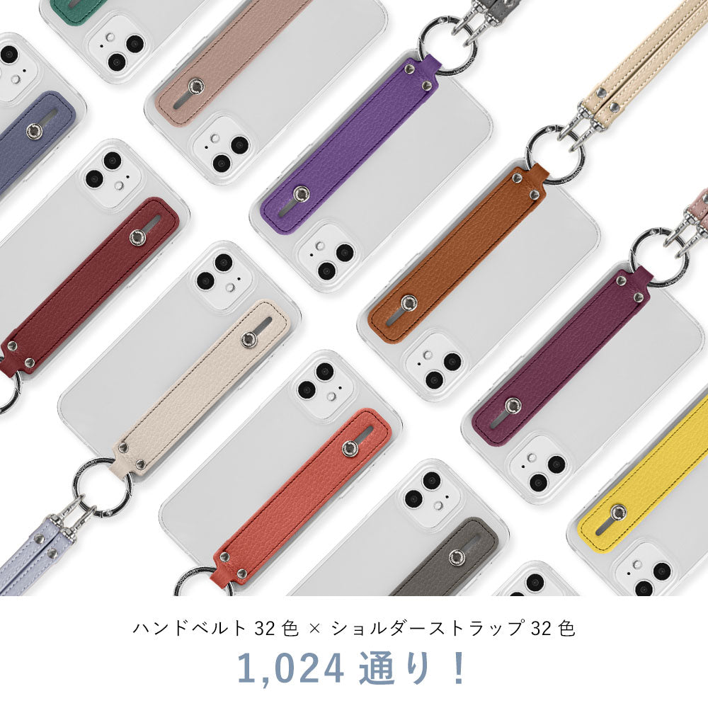 Clear case genuine leather 32 colors Italian shrink leather with hand belt & shoulder strap back case AQUOS series