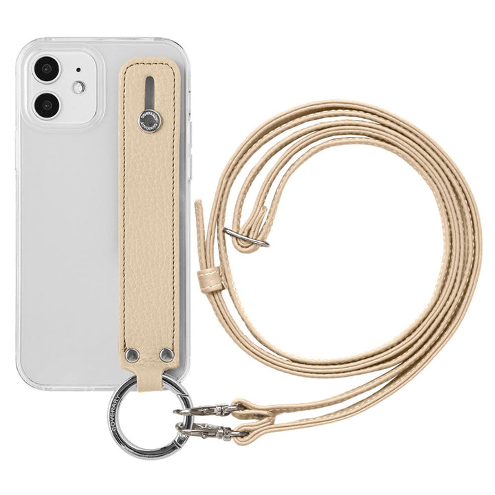 Clear case genuine leather 32 colors Italian shrink leather with hand belt & shoulder strap back case AQUOS series