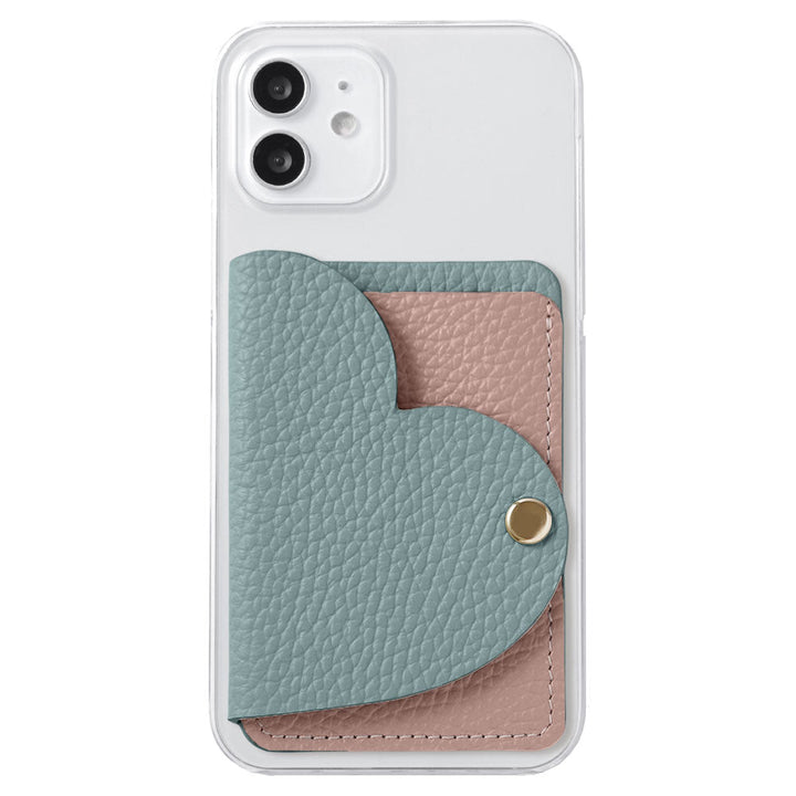 Clear Case Genuine Leather 32 Colors Italian Shrink Leather With Heart Mirror Card Case Back Case AQUOS Series