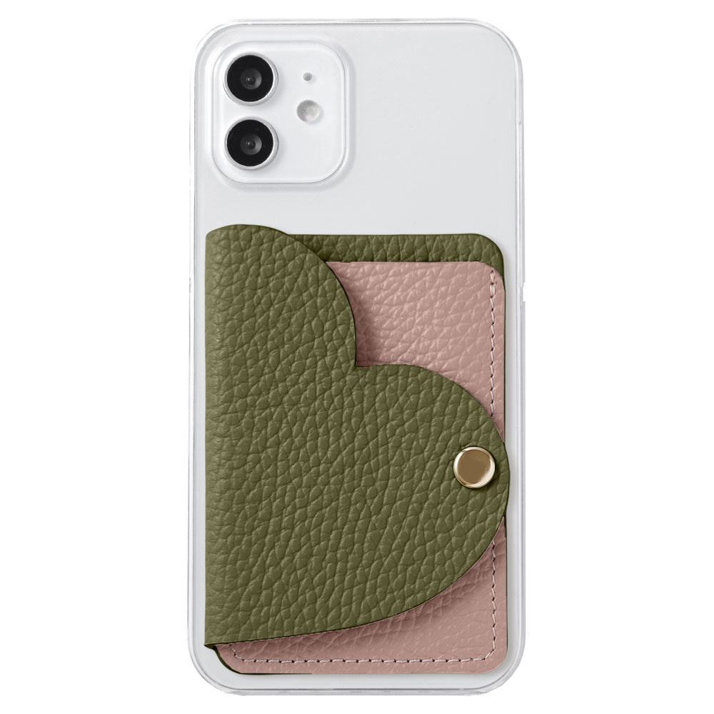 Clear case genuine leather 32 colors Italian shrink leather with heart mirror card case back case Galaxy series