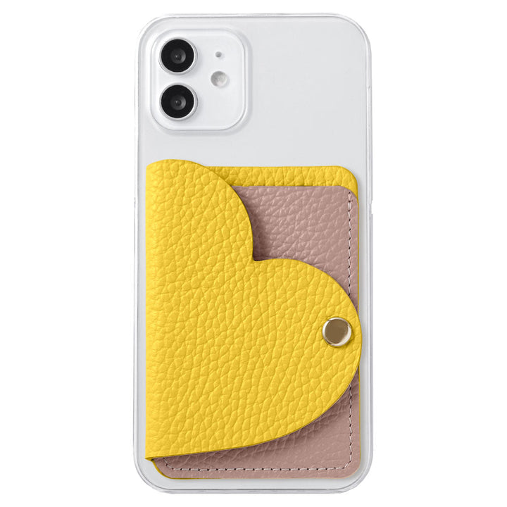 Clear Case Genuine Leather 32 Colors Italian Shrink Leather With Heart Mirror Card Case Back Case AQUOS Series